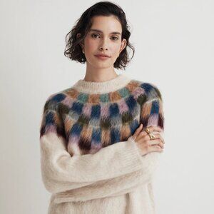 Madewell Brushed Checkerboard Fair Isle Oversized Sweater